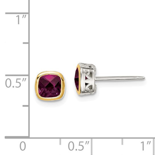 14KY & Sterling Silver Rhodolite Garnet Earrings