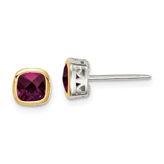 14KY & Sterling Silver Rhodolite Garnet Earrings