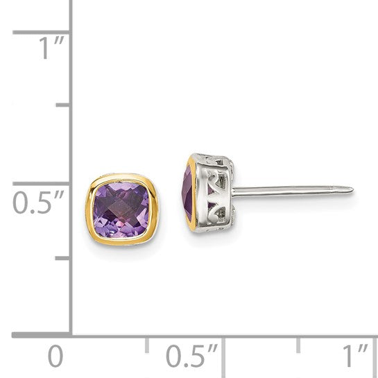 14KY & Sterling Silver Amethyst Earrings