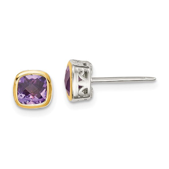 14KY & Sterling Silver Amethyst Earrings