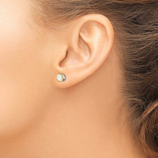 14KY & Sterling Silver Opal Earrings