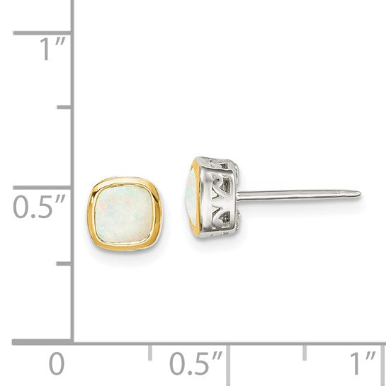 14KY & Sterling Silver Opal Earrings