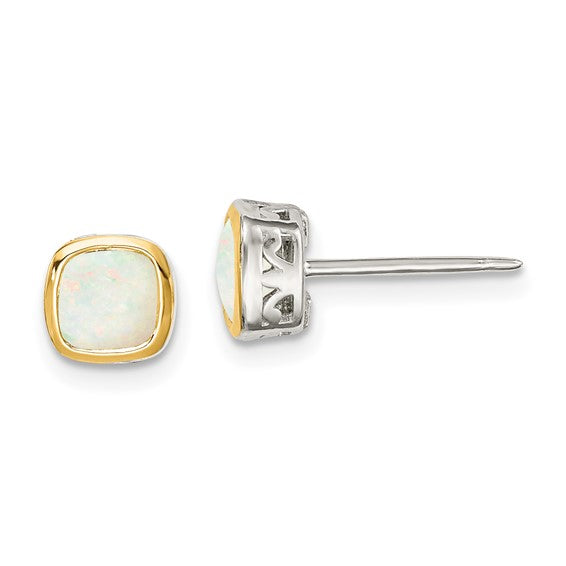 14KY & Sterling Silver Opal Earrings