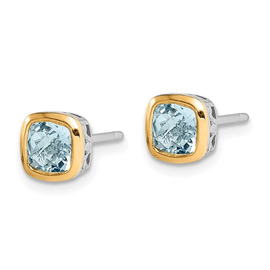 14KY & Sterling Silver Aquamarine Earrings