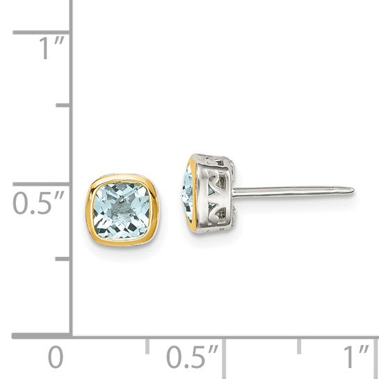 14KY & Sterling Silver Aquamarine Earrings