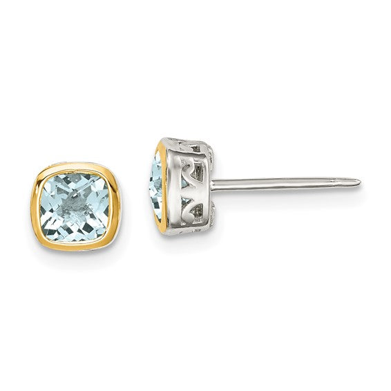 14KY & Sterling Silver Aquamarine Earrings