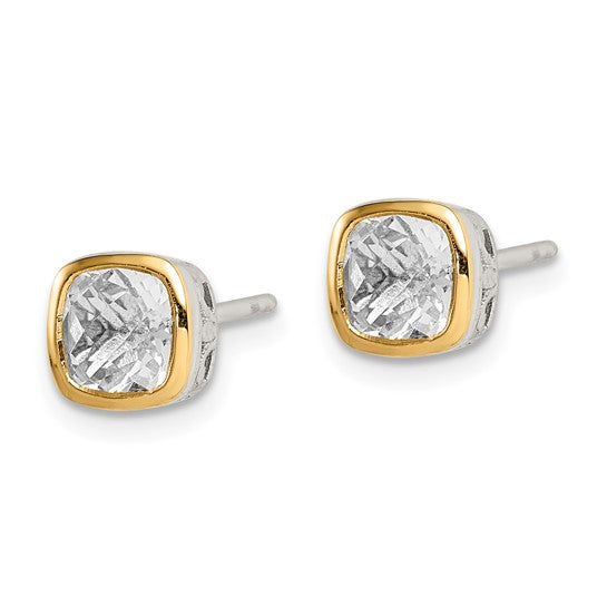 14KY & Sterling Silver Topaz Earrings
