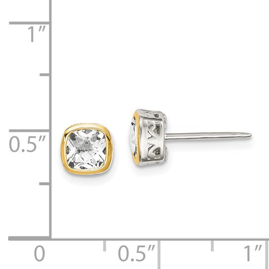 14KY & Sterling Silver Topaz Earrings
