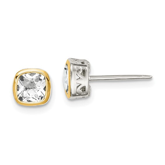 14KY & Sterling Silver Topaz Earrings
