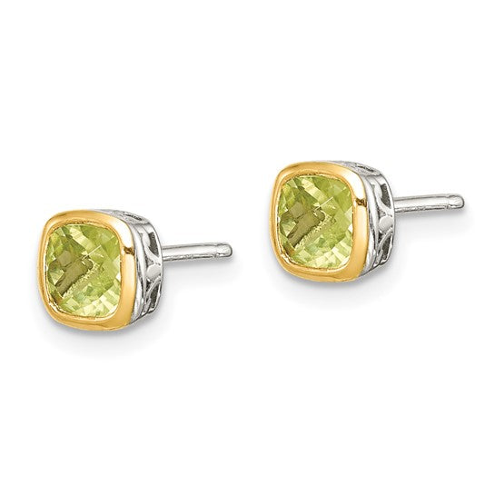 14KY & Sterling Silver Peridot Earrings
