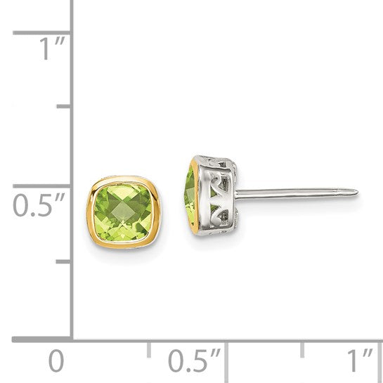 14KY & Sterling Silver Peridot Earrings