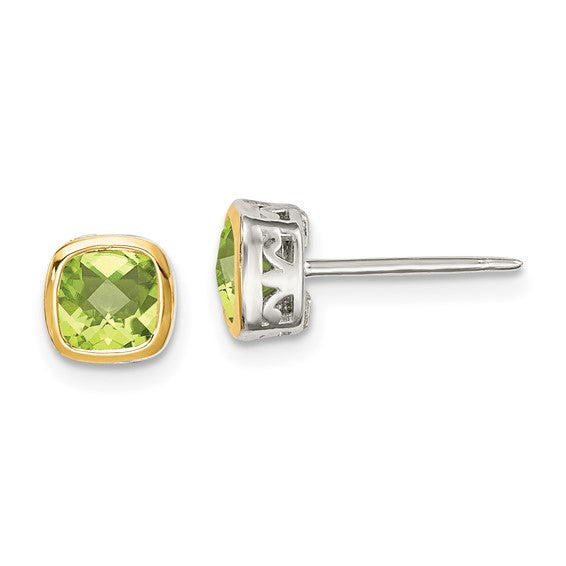 14KY & Sterling Silver Peridot Earrings