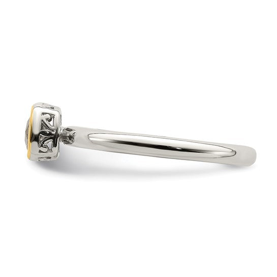 14KY and Sterling Silver Topaz Ring