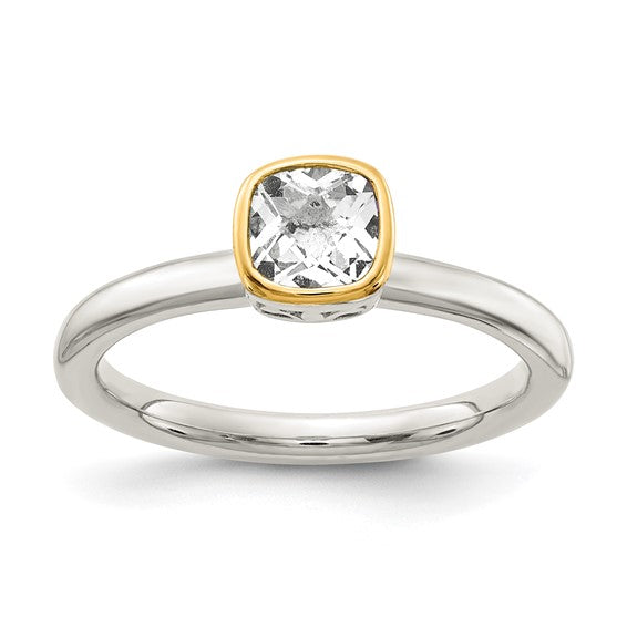 14KY and Sterling Silver Topaz Ring
