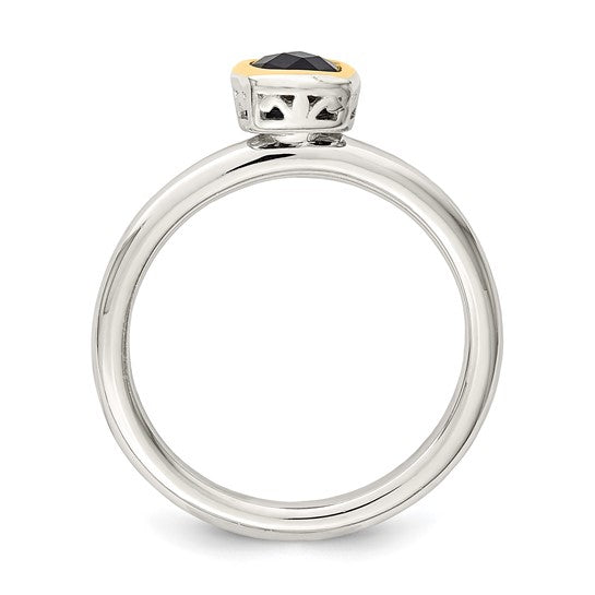 14KY and Sterling Silver Lab Created Sapphire Ring