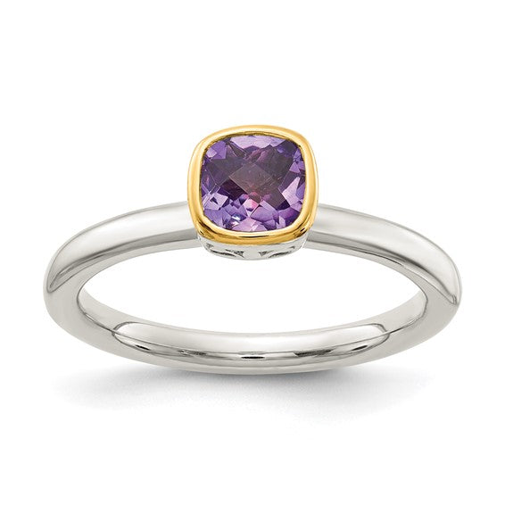 14KY and Sterling Silver Amethyst Ring