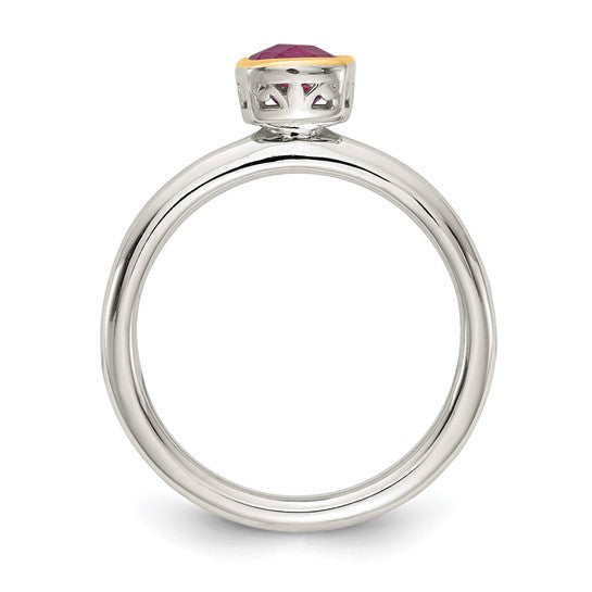 14KY and Sterling Silver Rhodolite Garnet Ring