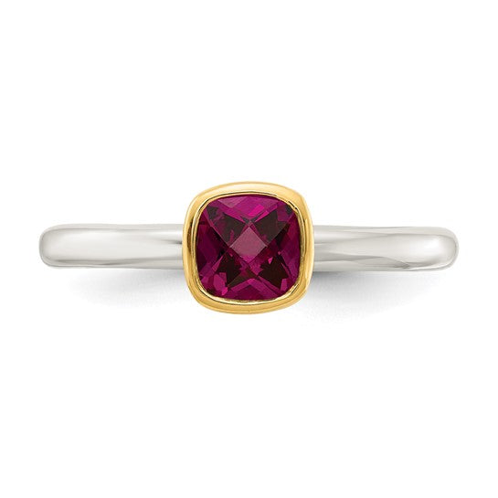 14KY and Sterling Silver Rhodolite Garnet Ring