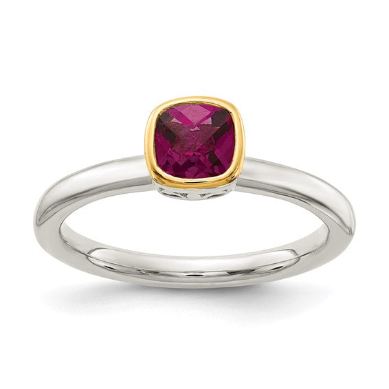 14KY and Sterling Silver Rhodolite Garnet Ring