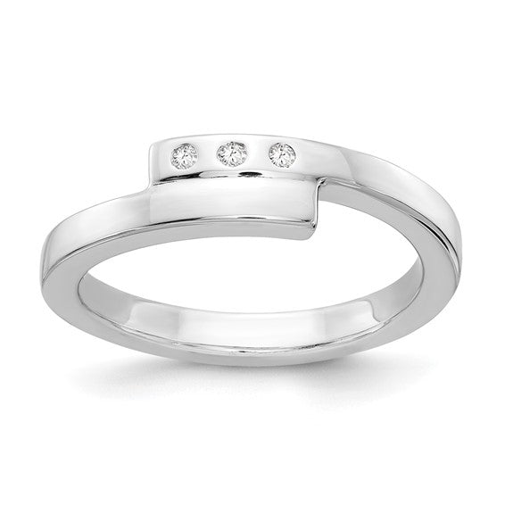 Diamond Cross-Over Ring