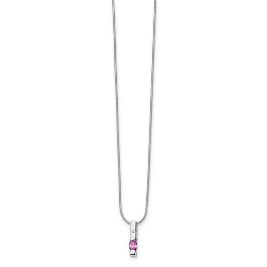 Pink Tourmaline & Diamond Bar Necklace