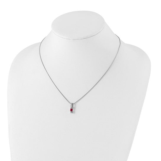 Pink Tourmaline & Diamond Bar Necklace