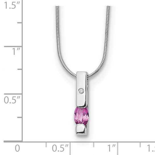 Pink Tourmaline & Diamond Bar Necklace