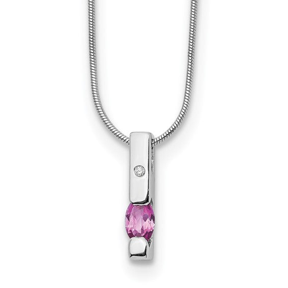 Pink Tourmaline & Diamond Bar Necklace