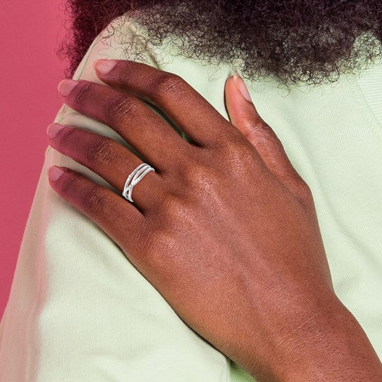 Triple Crossover Diamond Ring