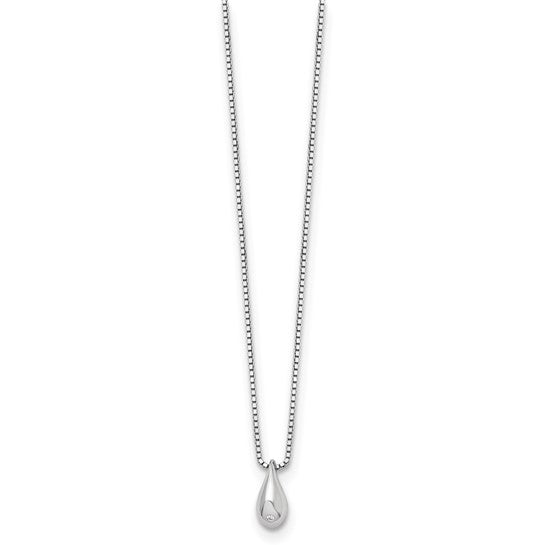 Silver Drop Necklace w/Diamond Accent