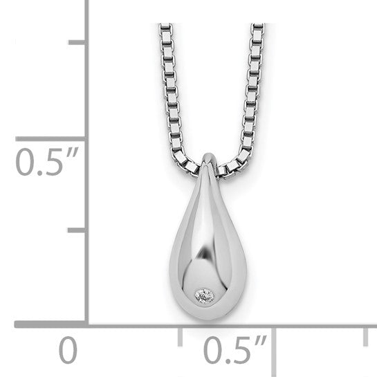 Silver Drop Necklace w/Diamond Accent