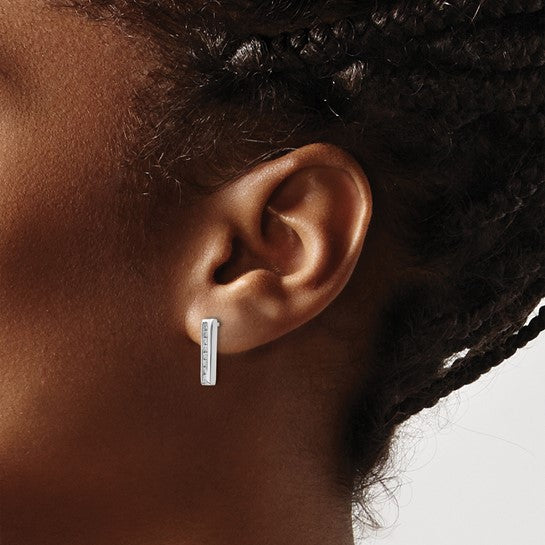 Channel Set Diamond Bar Earrings