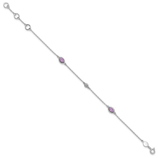 Amethyst & Diamond Bezel Station Bracelet