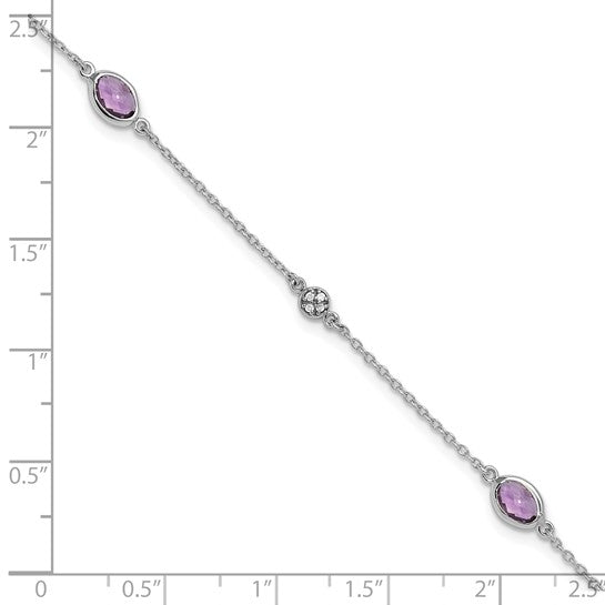 Amethyst & Diamond Bezel Station Bracelet