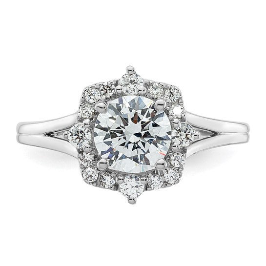 14KW Vintage Engagement Ring w/Diamond Halo