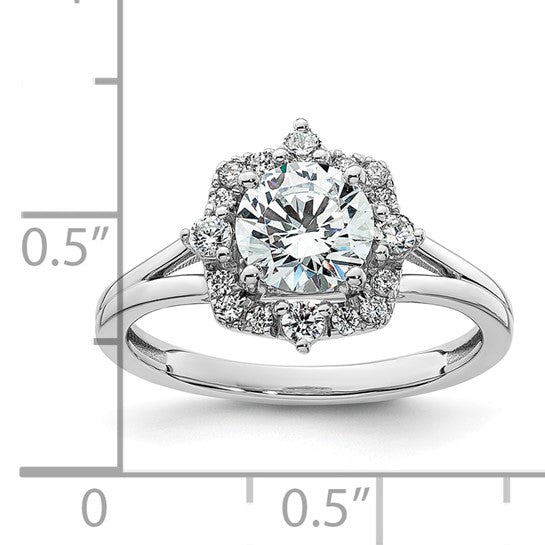 14KW Vintage Engagement Ring w/Diamond Halo