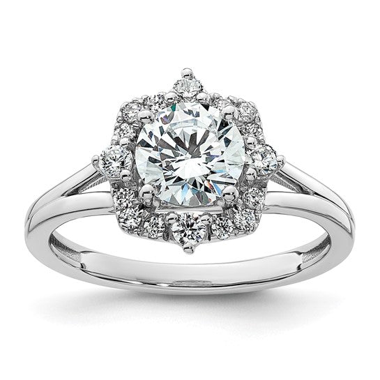 14KW Vintage Engagement Ring w/Diamond Halo