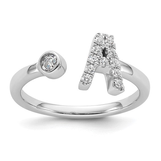 Lab Created Diamond Initial Ring - Adjustable