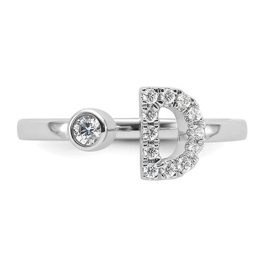 Lab Created Diamond Initial Ring - Adjustable