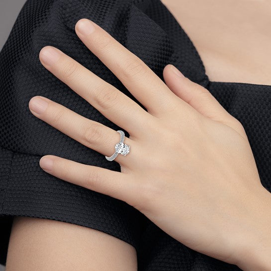 2.25CTW Oval Lab Created Diamond Engagement Ring w/Hidden Diamond Collar Accent
