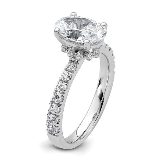 2.25CTW Oval Lab Created Diamond Engagement Ring w/Hidden Diamond Collar Accent