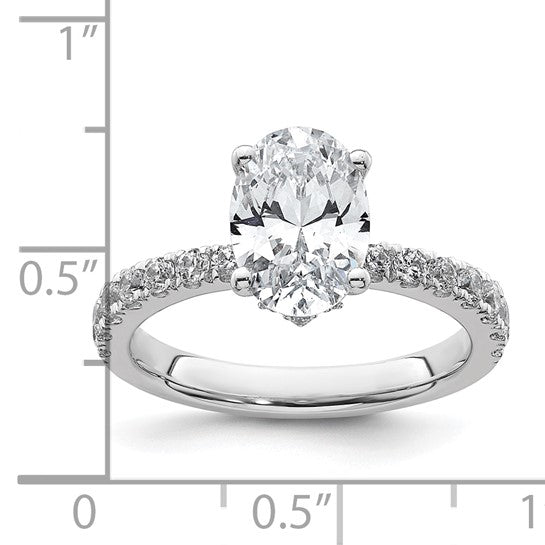 2.25CTW Oval Lab Created Diamond Engagement Ring w/Hidden Diamond Collar Accent