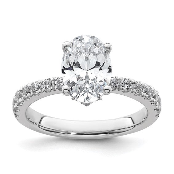 2.25CTW Oval Lab Created Diamond Engagement Ring w/Hidden Diamond Collar Accent