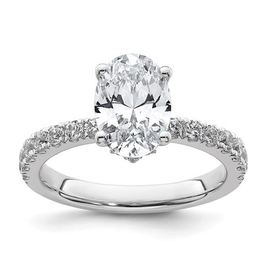 2.25CTW Oval Lab Created Diamond Engagement Ring w/Hidden Diamond Collar Accent