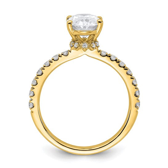 2.25CTW Oval Lab Created Diamond Engagement Ring w/Hidden Diamond Collar Accent