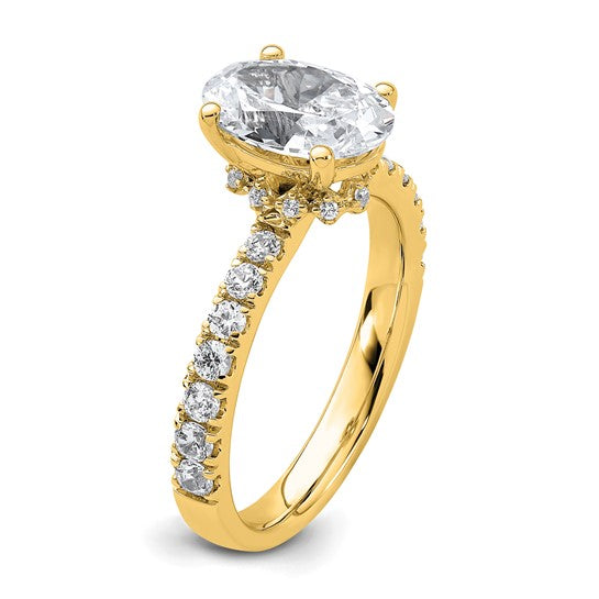 2.25CTW Oval Lab Created Diamond Engagement Ring w/Hidden Diamond Collar Accent