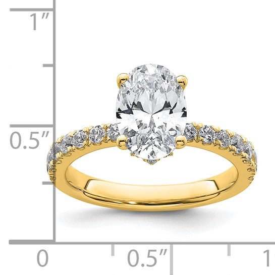 2.25CTW Oval Lab Created Diamond Engagement Ring w/Hidden Diamond Collar Accent