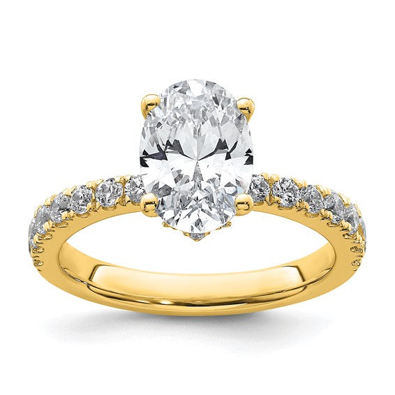 2.25CTW Oval Lab Created Diamond Engagement Ring w/Hidden Diamond Collar Accent