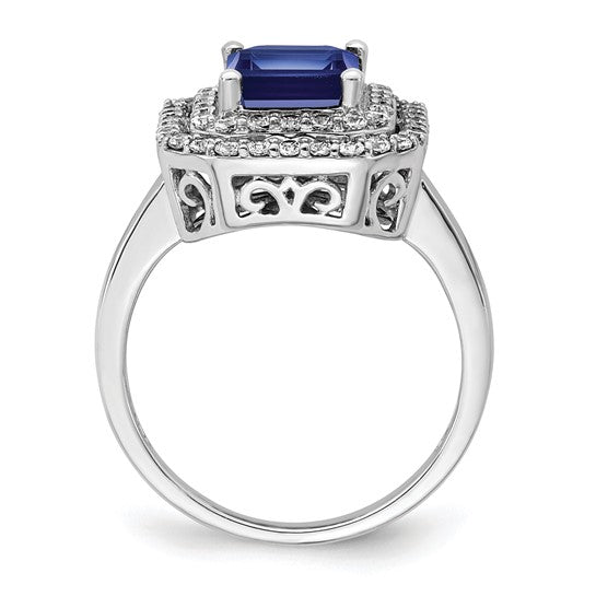 14KW Lab Created Sapphire & Diamond Ring