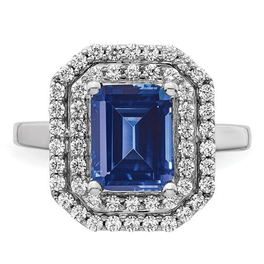 14KW Lab Created Sapphire & Diamond Ring